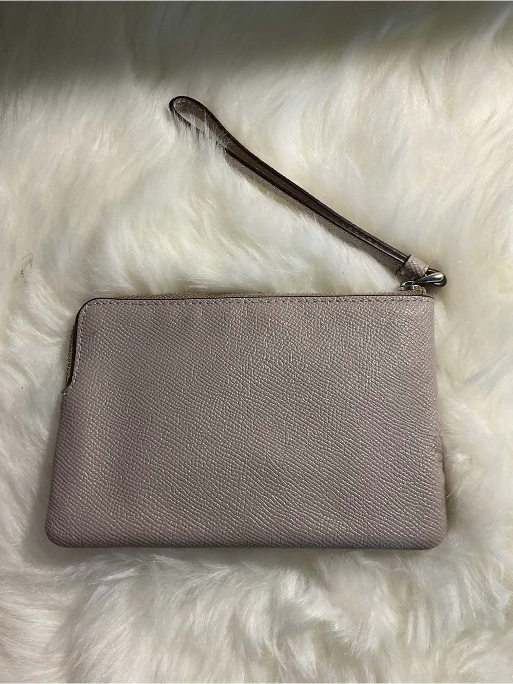 Coach Pebbled Leather Wristlet in Taupe Gray